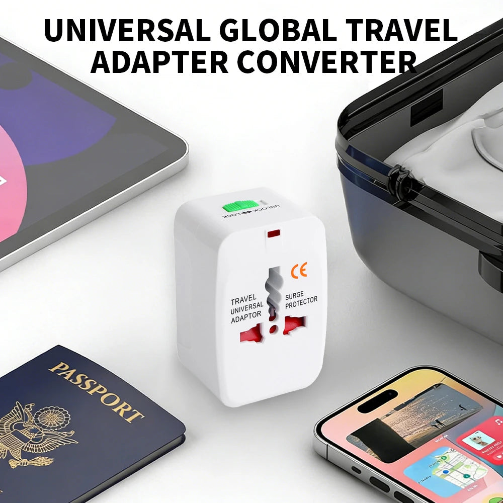 Universal Travel Adapter Worldwide Power Plug Converter – International EU UK US AU All-in-One AC Socket Adapter 110V-250V 10A for Laptop, Mobile, Camera & Travel Essentials