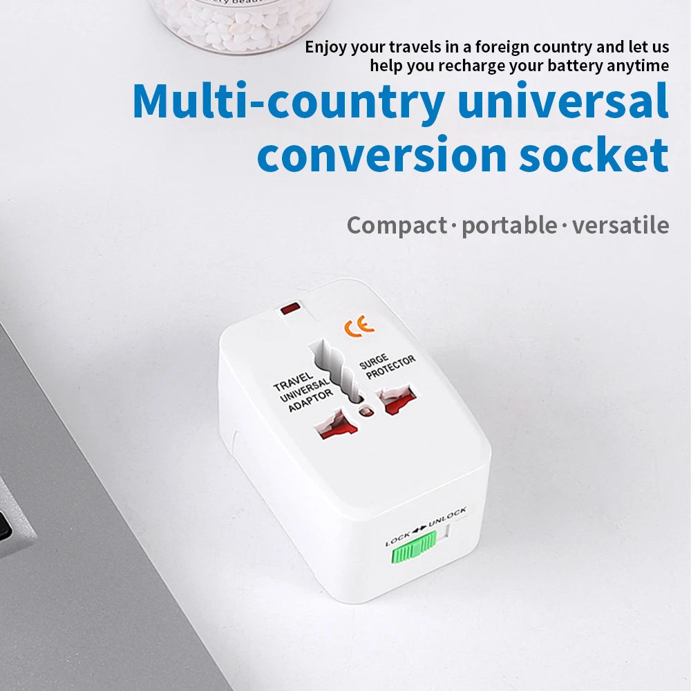 Universal Travel Adapter Worldwide Power Plug Converter – International EU UK US AU All-in-One AC Socket Adapter 110V-250V 10A for Laptop, Mobile, Camera & Travel Essentials