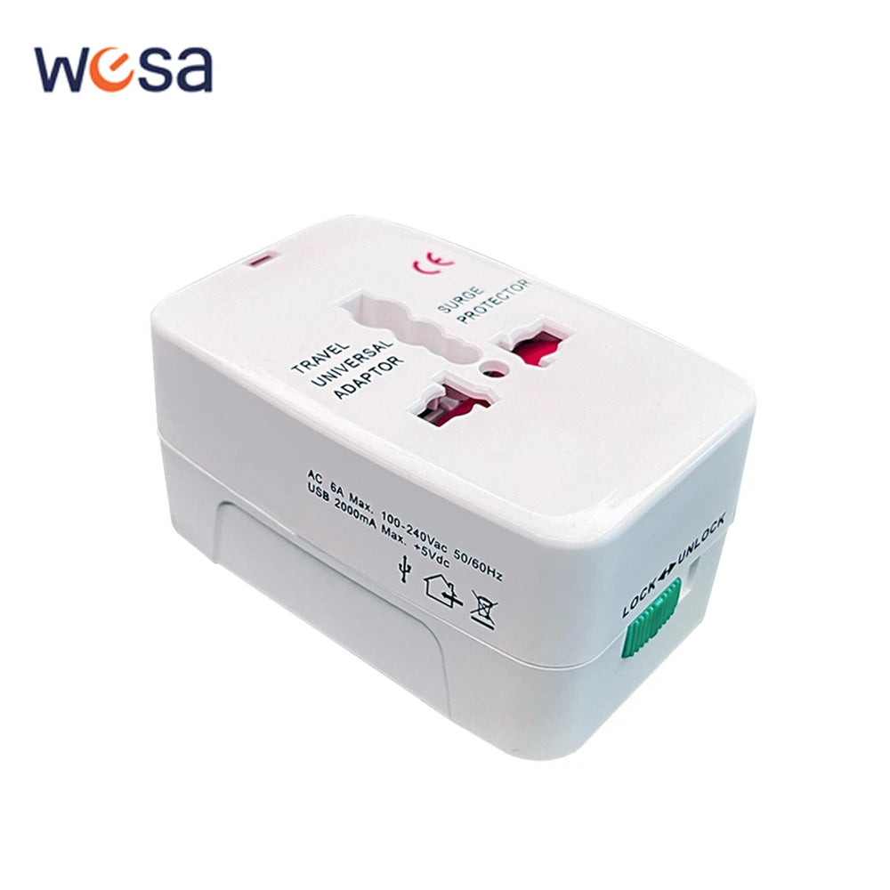 Universal Travel Adapter Worldwide Power Plug Converter – International EU UK US AU All-in-One AC Socket Adapter 110V-250V 10A for Laptop, Mobile, Camera & Travel Essentials