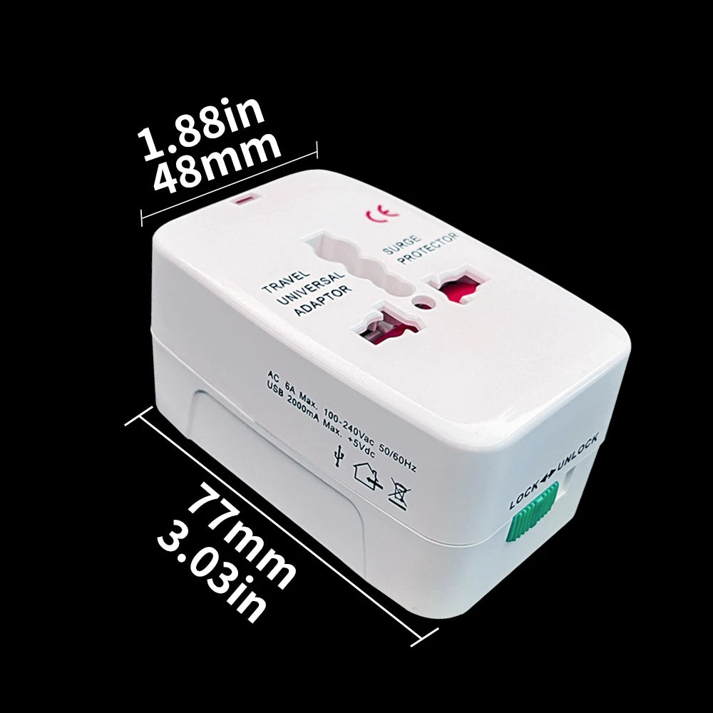 Universal Travel Adapter Worldwide Power Plug Converter – International EU UK US AU All-in-One AC Socket Adapter 110V-250V 10A for Laptop, Mobile, Camera & Travel Essentials