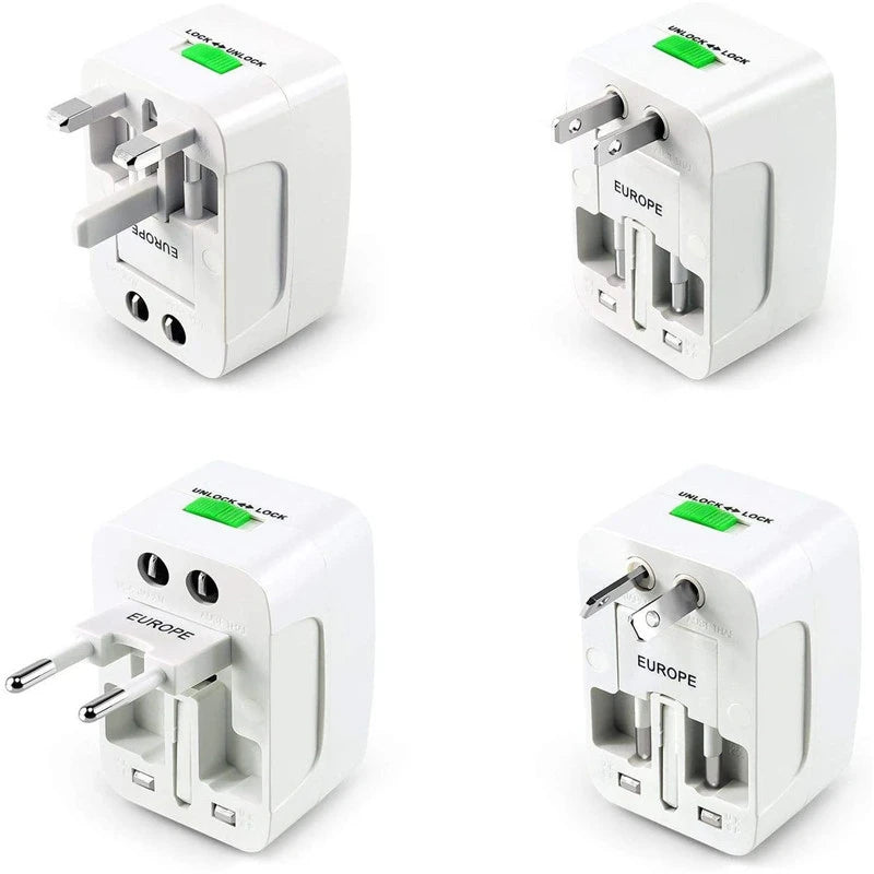 Universal Travel Adapter Worldwide Power Plug Converter – International EU UK US AU All-in-One AC Socket Adapter 110V-250V 10A for Laptop, Mobile, Camera & Travel Essentials