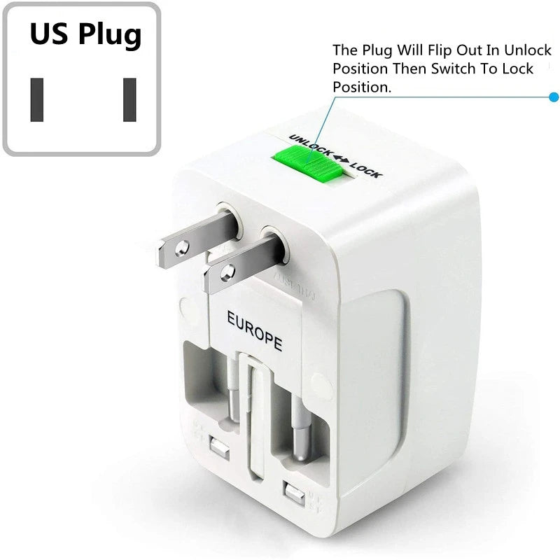 Universal Travel Adapter Worldwide Power Plug Converter – International EU UK US AU All-in-One AC Socket Adapter 110V-250V 10A for Laptop, Mobile, Camera & Travel Essentials