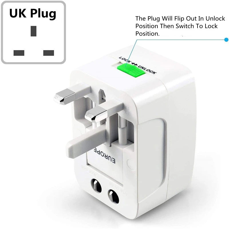 Universal Travel Adapter Worldwide Power Plug Converter – International EU UK US AU All-in-One AC Socket Adapter 110V-250V 10A for Laptop, Mobile, Camera & Travel Essentials
