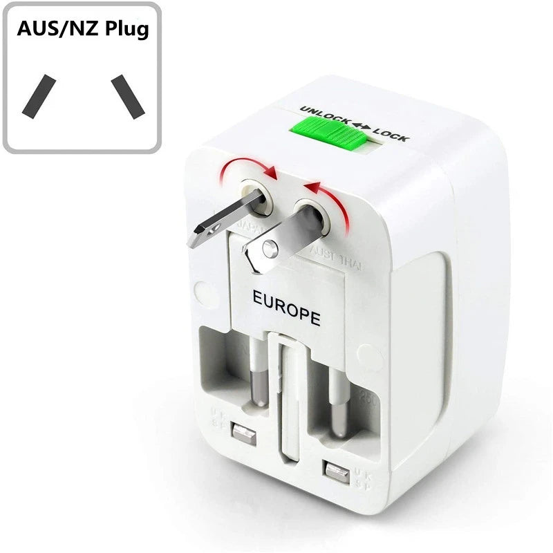 Universal Travel Adapter Worldwide Power Plug Converter – International EU UK US AU All-in-One AC Socket Adapter 110V-250V 10A for Laptop, Mobile, Camera & Travel Essentials