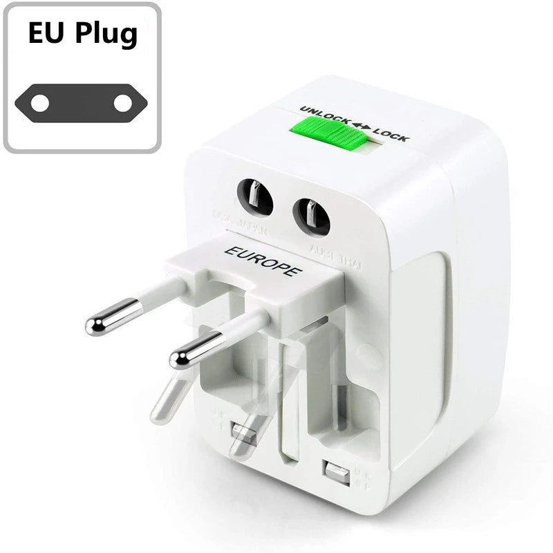 Universal Travel Adapter Worldwide Power Plug Converter – International EU UK US AU All-in-One AC Socket Adapter 110V-250V 10A for Laptop, Mobile, Camera & Travel Essentials