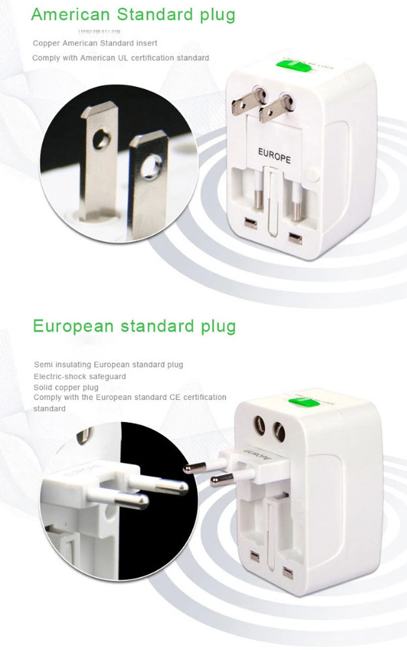 Universal Travel Adapter Worldwide Power Plug Converter – International EU UK US AU All-in-One AC Socket Adapter 110V-250V 10A for Laptop, Mobile, Camera & Travel Essentials