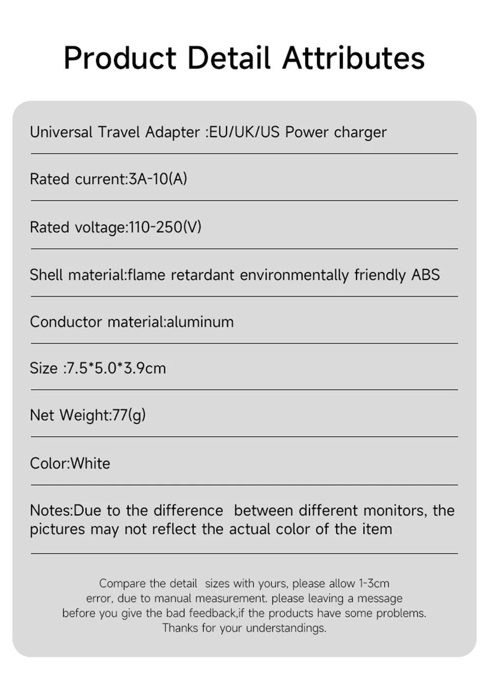 Universal Travel Adapter Worldwide Power Plug Converter – International EU UK US AU All-in-One AC Socket Adapter 110V-250V 10A for Laptop, Mobile, Camera & Travel Essentials