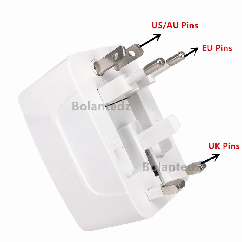 Universal Travel Adapter Worldwide Power Plug Converter – International EU UK US AU All-in-One AC Socket Adapter 110V-250V 10A for Laptop, Mobile, Camera & Travel Essentials