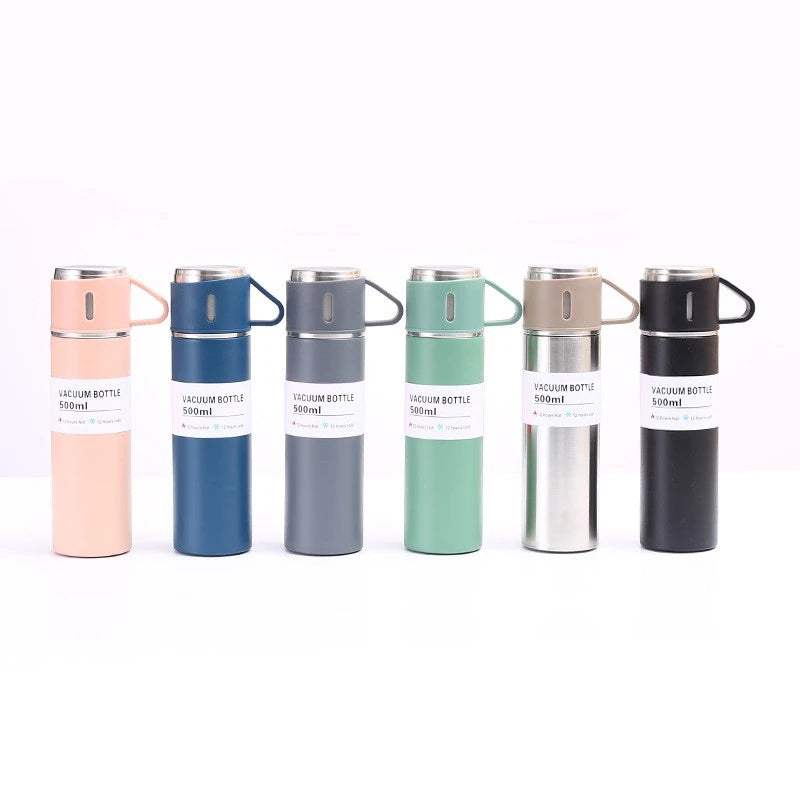 Vacuum Flask Set Stainless Steel Drinking Metal Water Bottle Gift High Quality Vacuum Flask Bottle - 500ml