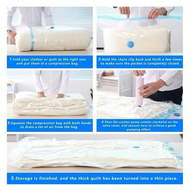 Space Saver Vacuum Storage Bags (5 Pack) with Hand Pump | Clothes & Bedding Organizer