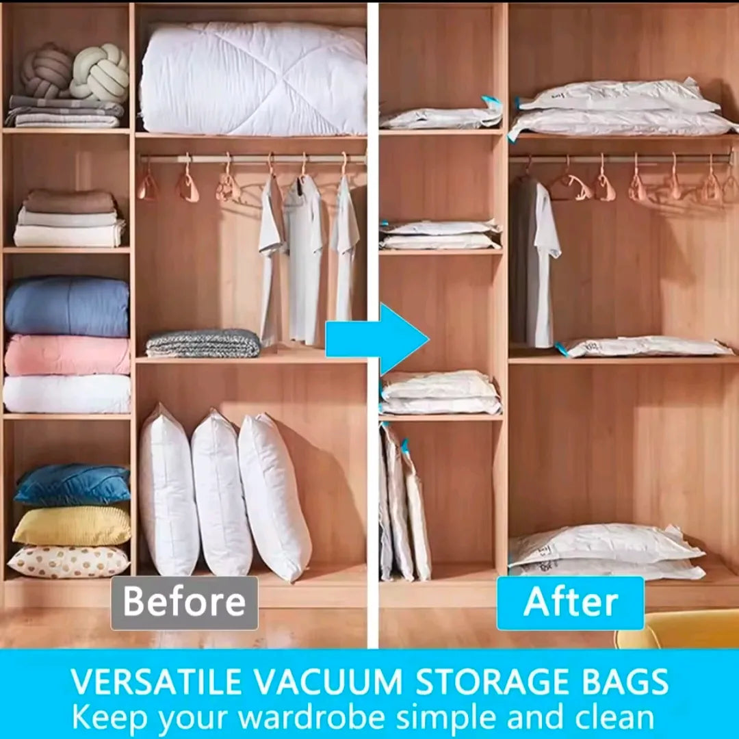 Space Saver Vacuum Storage Bags (5 Pack) with Hand Pump | Clothes & Bedding Organizer