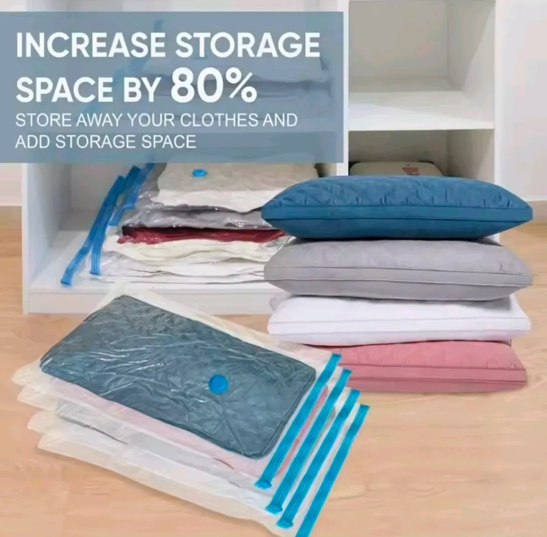 Space Saver Vacuum Storage Bags (5 Pack) with Hand Pump | Clothes & Bedding Organizer