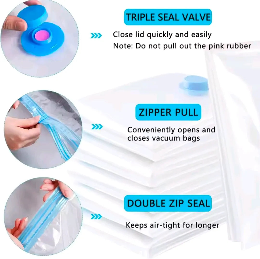 Space Saver Vacuum Storage Bags (5 Pack) with Hand Pump | Clothes & Bedding Organizer