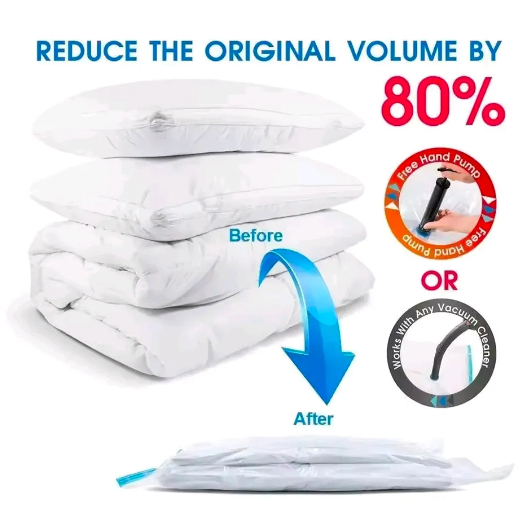 Space Saver Vacuum Storage Bags (5 Pack) with Hand Pump | Clothes & Bedding Organizer