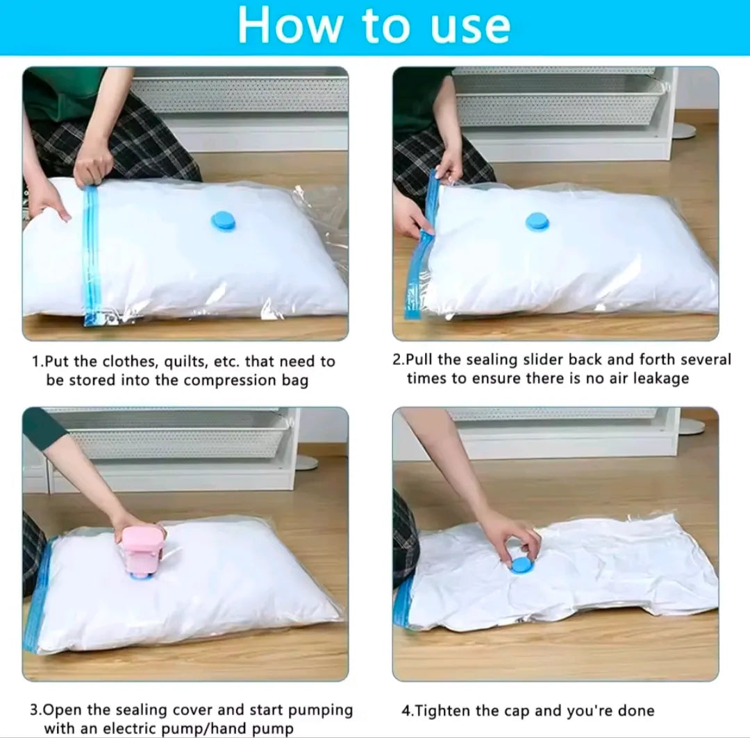 Space Saver Vacuum Storage Bags (5 Pack) with Hand Pump | Clothes & Bedding Organizer