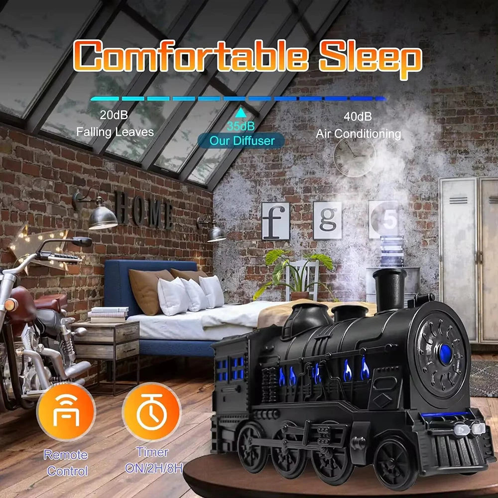 Vintage Train 300ml Air Humidifier & Aroma Diffuser with Remote and LED Light