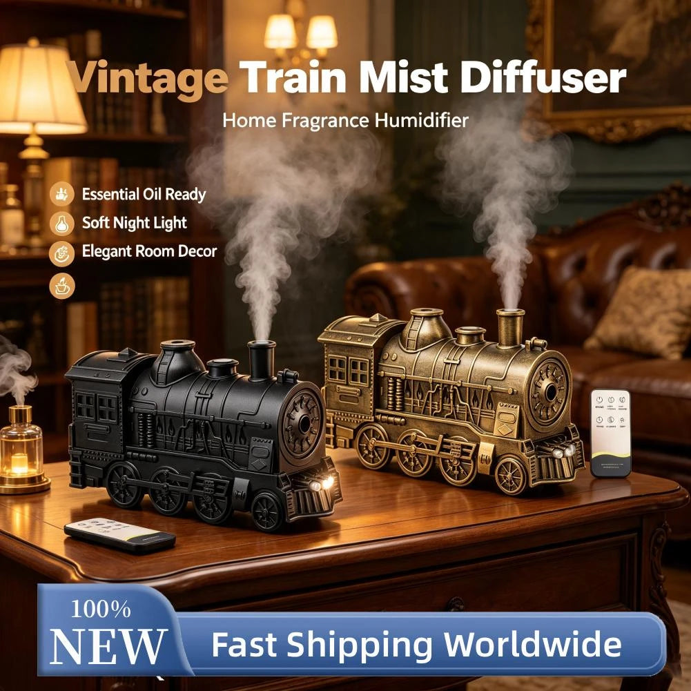 Vintage Train 300ml Air Humidifier & Aroma Diffuser with Remote and LED Light
