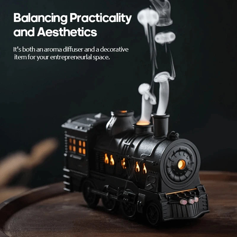 Vintage Train 300ml Air Humidifier & Aroma Diffuser with Remote and LED Light