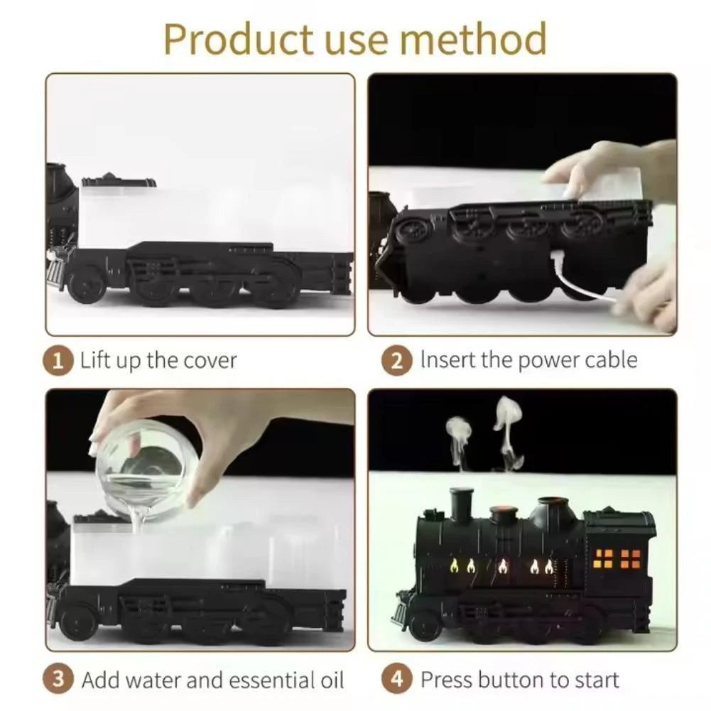 Vintage Train 300ml Air Humidifier & Aroma Diffuser with Remote and LED Light