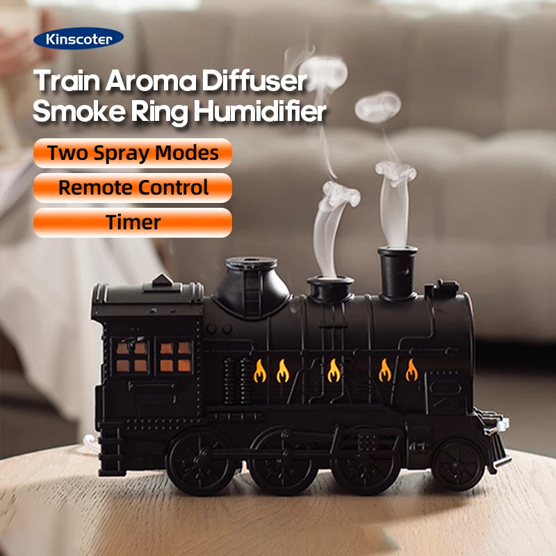 Vintage Train 300ml Air Humidifier & Aroma Diffuser with Remote and LED Light