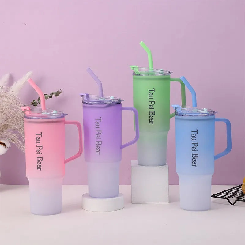 Water Bottle with Straw – 3 Pcs Gradient Tumbler Set | BPA-Free Portable Drinkware for Travel, Sports & Office