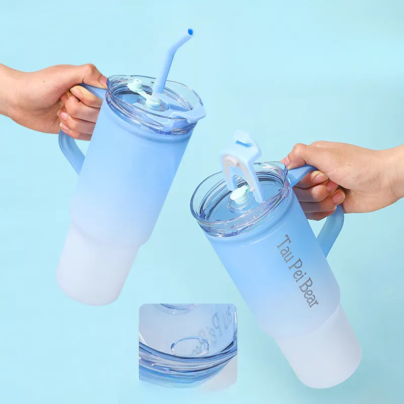 Water Bottle with Straw – 3 Pcs Gradient Tumbler Set | BPA-Free Portable Drinkware for Travel, Sports & Office