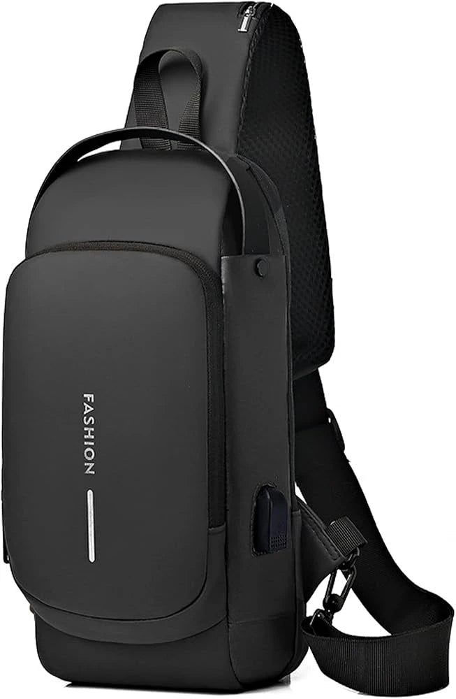 Waterproof Anti-Theft Crossbody Sling Bag with USB Charging Port | Unisex Chest Bag for Men, Women, Boys & Girls | Travel, Gym & Daily Use Stay Secure & Travel Smarter