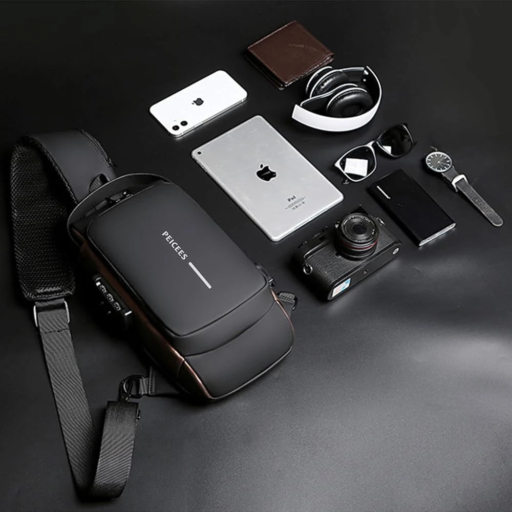 Waterproof Anti-Theft Crossbody Sling Bag with USB Charging Port | Unisex Chest Bag for Men, Women, Boys & Girls | Travel, Gym & Daily Use Stay Secure & Travel Smarter