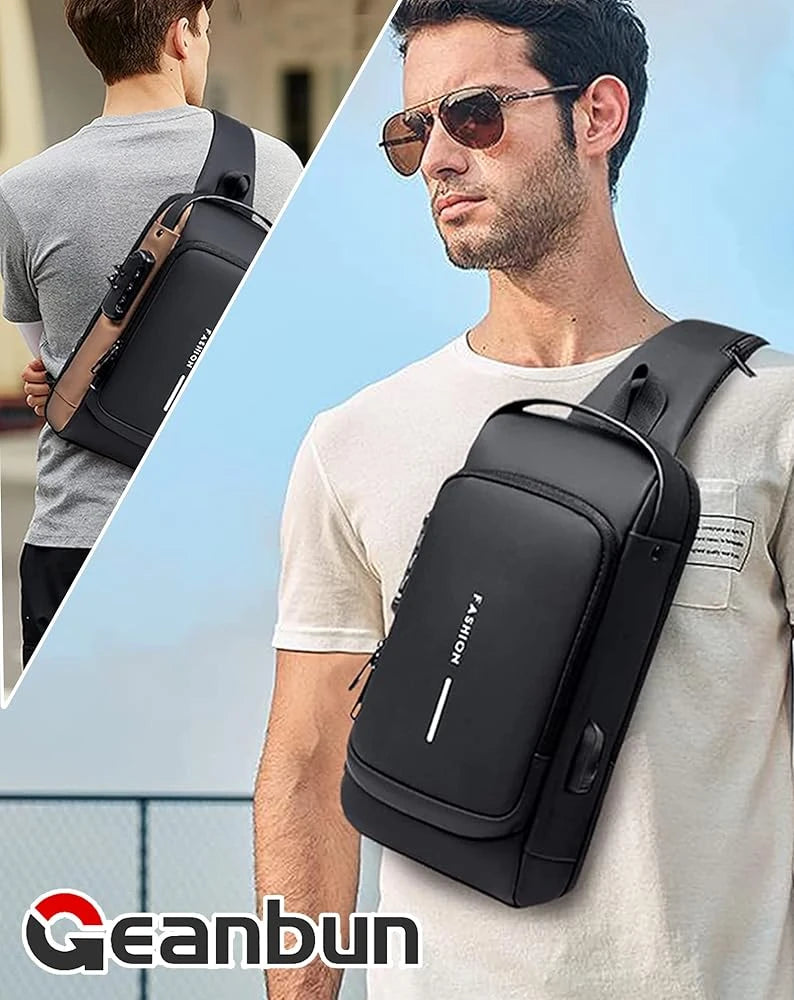 Waterproof Anti-Theft Crossbody Sling Bag with USB Charging Port | Unisex Chest Bag for Men, Women, Boys & Girls | Travel, Gym & Daily Use Stay Secure & Travel Smarter