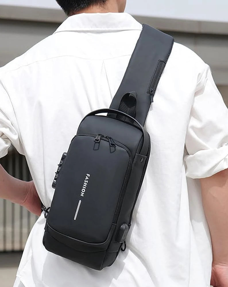Waterproof Anti-Theft Crossbody Sling Bag with USB Charging Port | Unisex Chest Bag for Men, Women, Boys & Girls | Travel, Gym & Daily Use Stay Secure & Travel Smarter