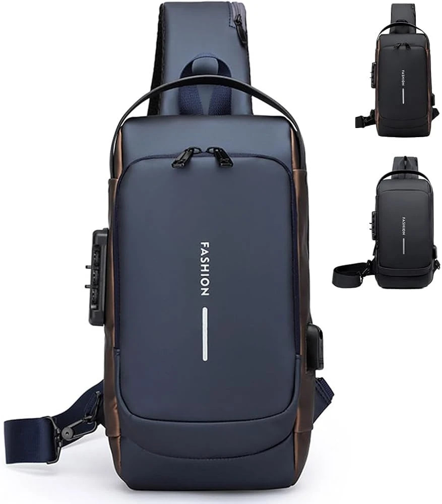 Waterproof Anti-Theft Crossbody Sling Bag with USB Charging Port | Unisex Chest Bag for Men, Women, Boys & Girls | Travel, Gym & Daily Use Stay Secure & Travel Smarter