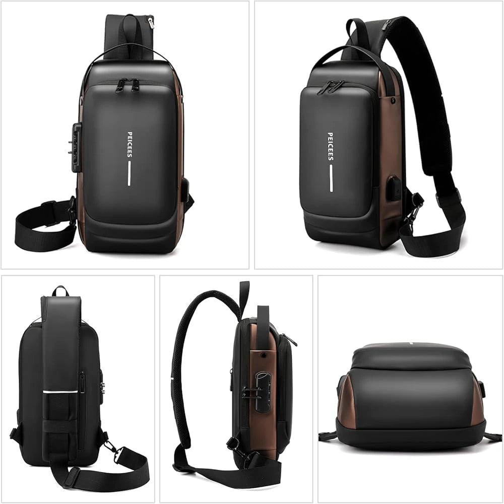 Waterproof Anti-Theft Crossbody Sling Bag with USB Charging Port | Unisex Chest Bag for Men, Women, Boys & Girls | Travel, Gym & Daily Use Stay Secure & Travel Smarter