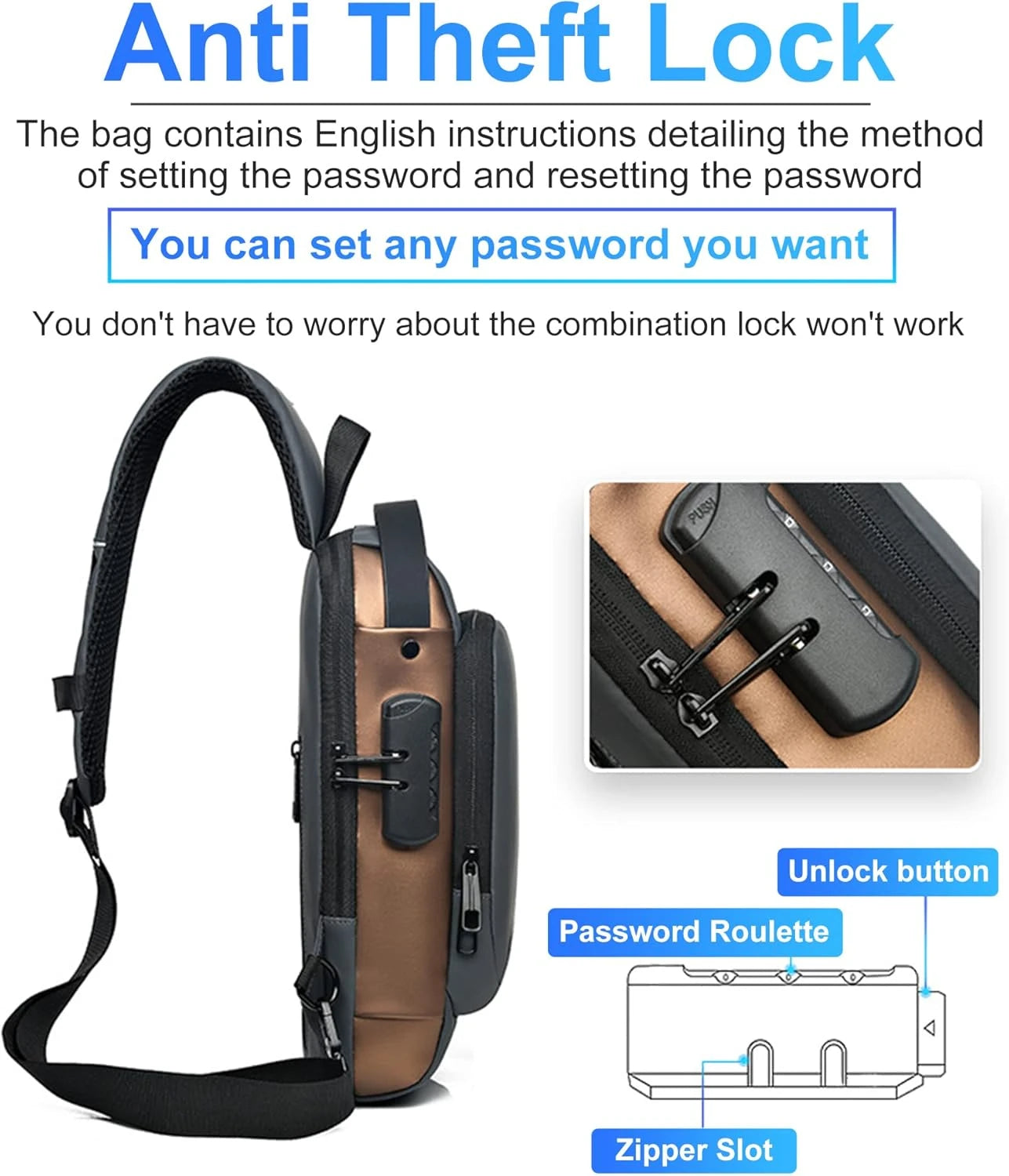 Waterproof Anti-Theft Crossbody Sling Bag with USB Charging Port | Unisex Chest Bag for Men, Women, Boys & Girls | Travel, Gym & Daily Use Stay Secure & Travel Smarter