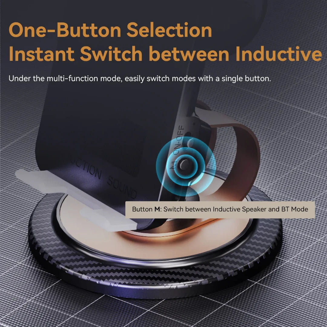 Wireless Induction Bluetooth Speaker Phone Holder with HD Surround Sound | Universal Smartphone Stand for iPhone & Android | Portable Desk Audio Amplifier
