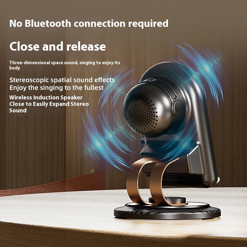 Wireless Induction Bluetooth Speaker Phone Holder with HD Surround Sound | Universal Smartphone Stand for iPhone & Android | Portable Desk Audio Amplifier