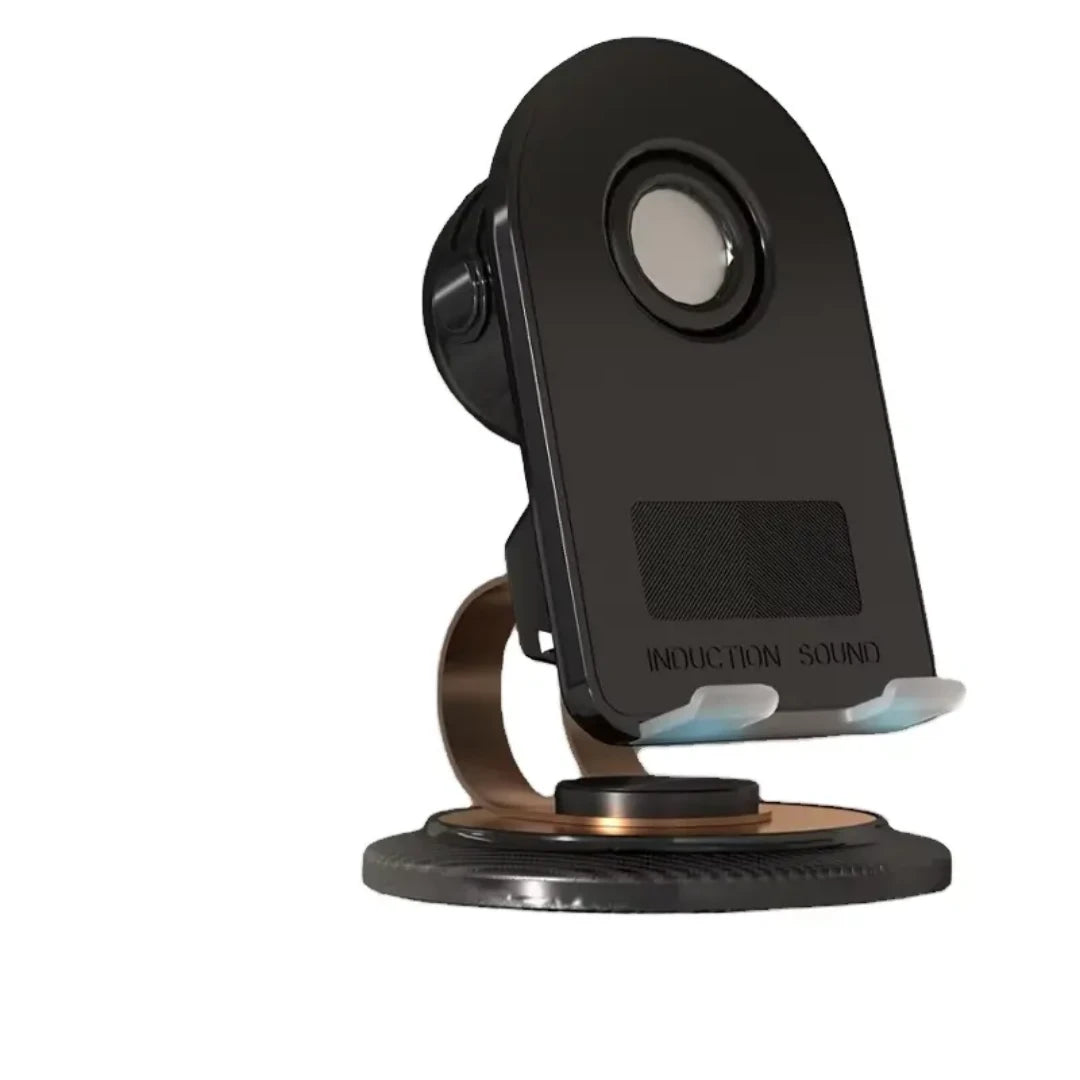 Wireless Induction Bluetooth Speaker Phone Holder with HD Surround Sound | Universal Smartphone Stand for iPhone & Android | Portable Desk Audio Amplifier