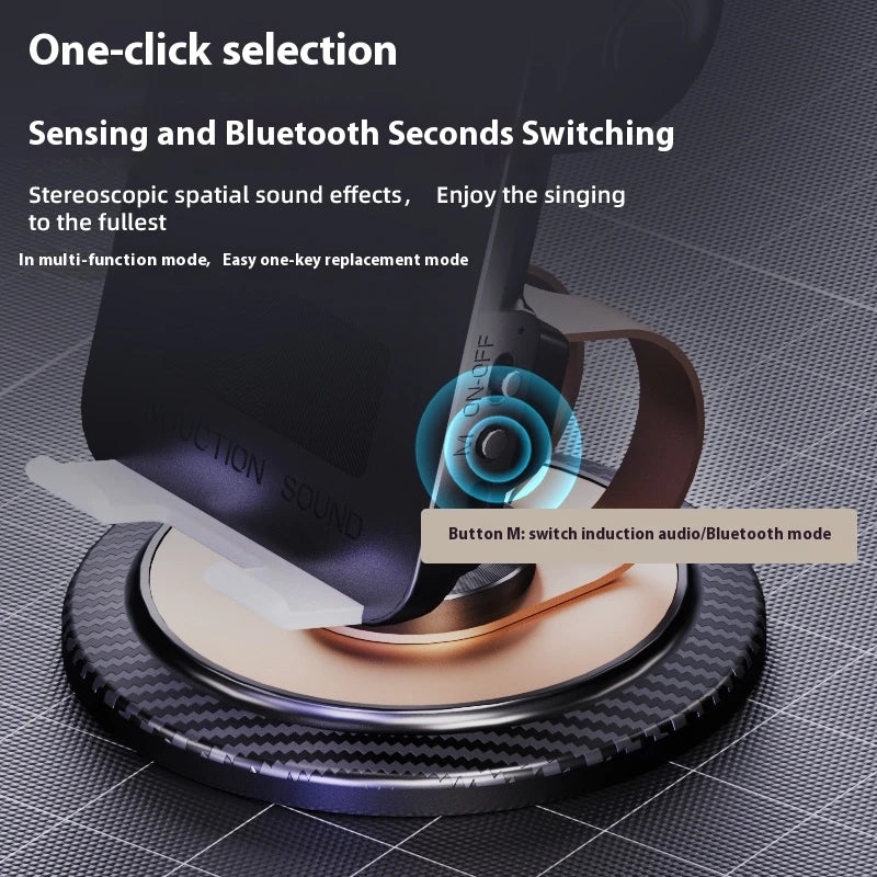Wireless Induction Bluetooth Speaker Phone Holder with HD Surround Sound | Universal Smartphone Stand for iPhone & Android | Portable Desk Audio Amplifier