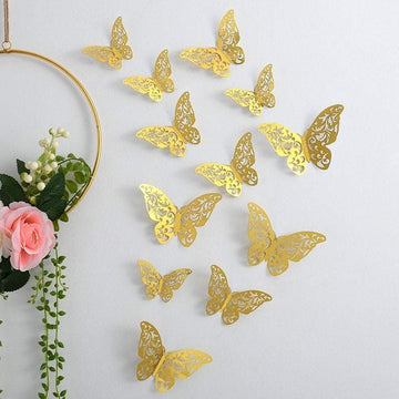 Set Of 12 3D Hollow Butterfly Wall Stickers