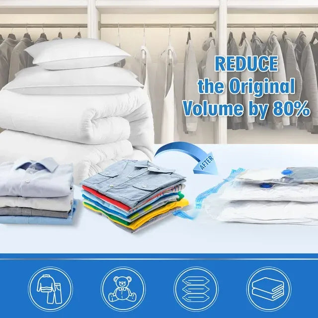 Space Saver Vacuum Storage Bags (5 Pack) with Hand Pump | Clothes & Bedding Organizer
