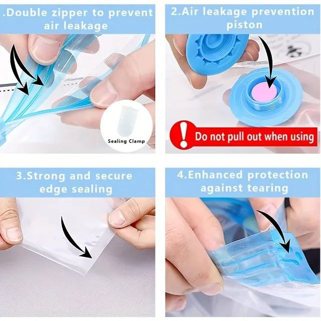Space Saver Vacuum Storage Bags (5 Pack) with Hand Pump | Clothes & Bedding Organizer