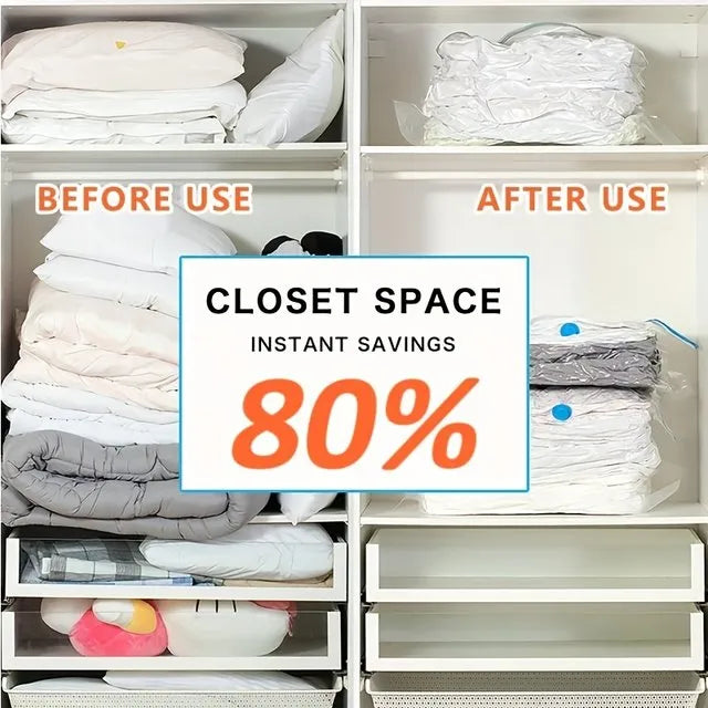 Space Saver Vacuum Storage Bags (5 Pack) with Hand Pump | Clothes & Bedding Organizer