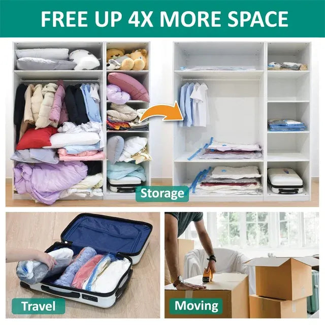 Space Saver Vacuum Storage Bags (5 Pack) with Hand Pump | Clothes & Bedding Organizer