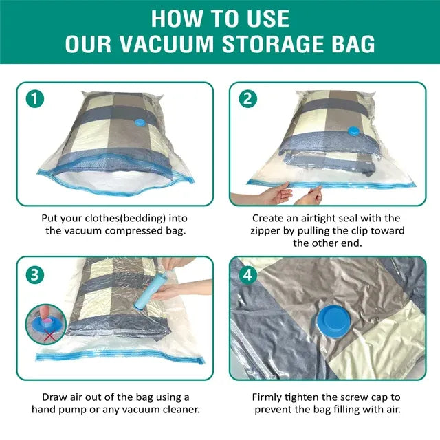 Space Saver Vacuum Storage Bags (5 Pack) with Hand Pump | Clothes & Bedding Organizer