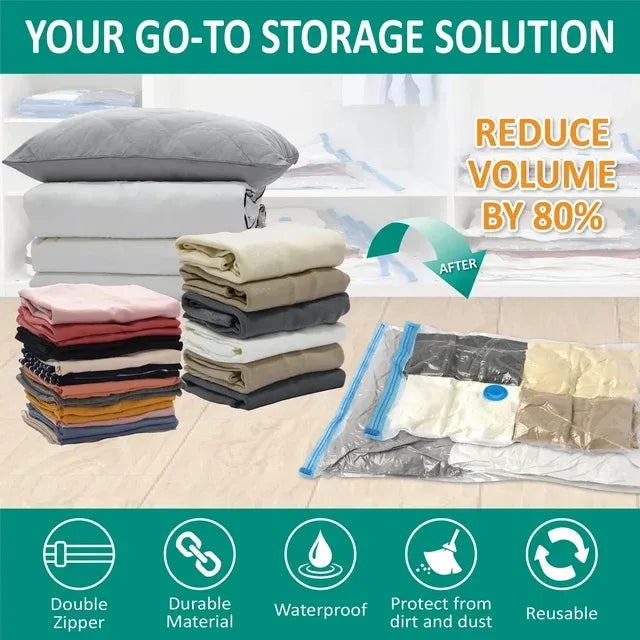 Space Saver Vacuum Storage Bags (5 Pack) with Hand Pump | Clothes & Bedding Organizer