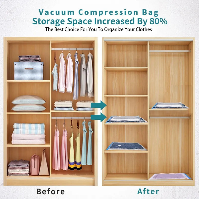 Space Saver Vacuum Storage Bags (5 Pack) with Hand Pump | Clothes & Bedding Organizer