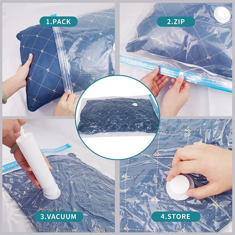 Space Saver Vacuum Storage Bags (5 Pack) with Hand Pump | Clothes & Bedding Organizer