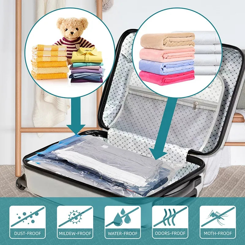 Space Saver Vacuum Storage Bags (5 Pack) with Hand Pump | Clothes & Bedding Organizer